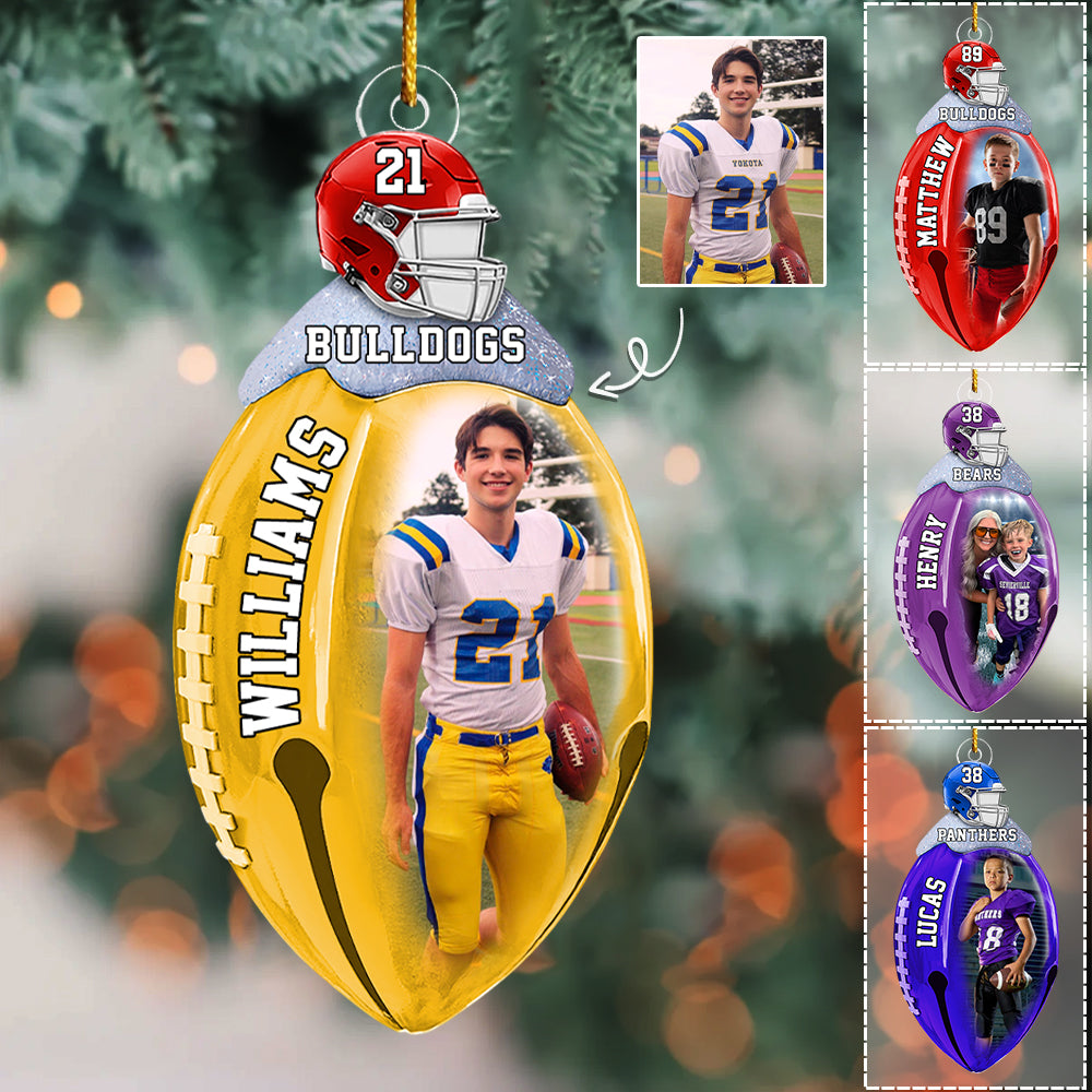 Football Bell Christmas Ornaments - Custom Photo Football Acrylic Ornaments Gift For Football Lovers Tu24 Hv01