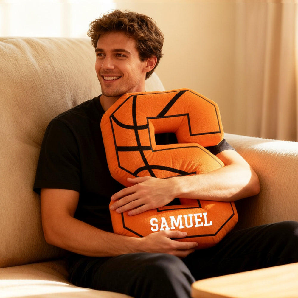 Custom Initial Basketball Pillow, Basketball Lover Player Gift - Custom Ugly Plush Pillow For Basketball Player Hv01