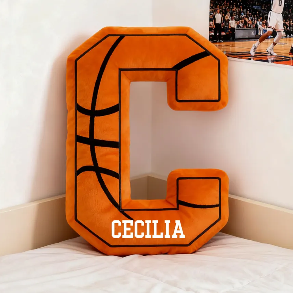 Custom Initial Basketball Pillow, Basketball Lover Player Gift - Custom Ugly Plush Pillow For Basketball Player Hv01