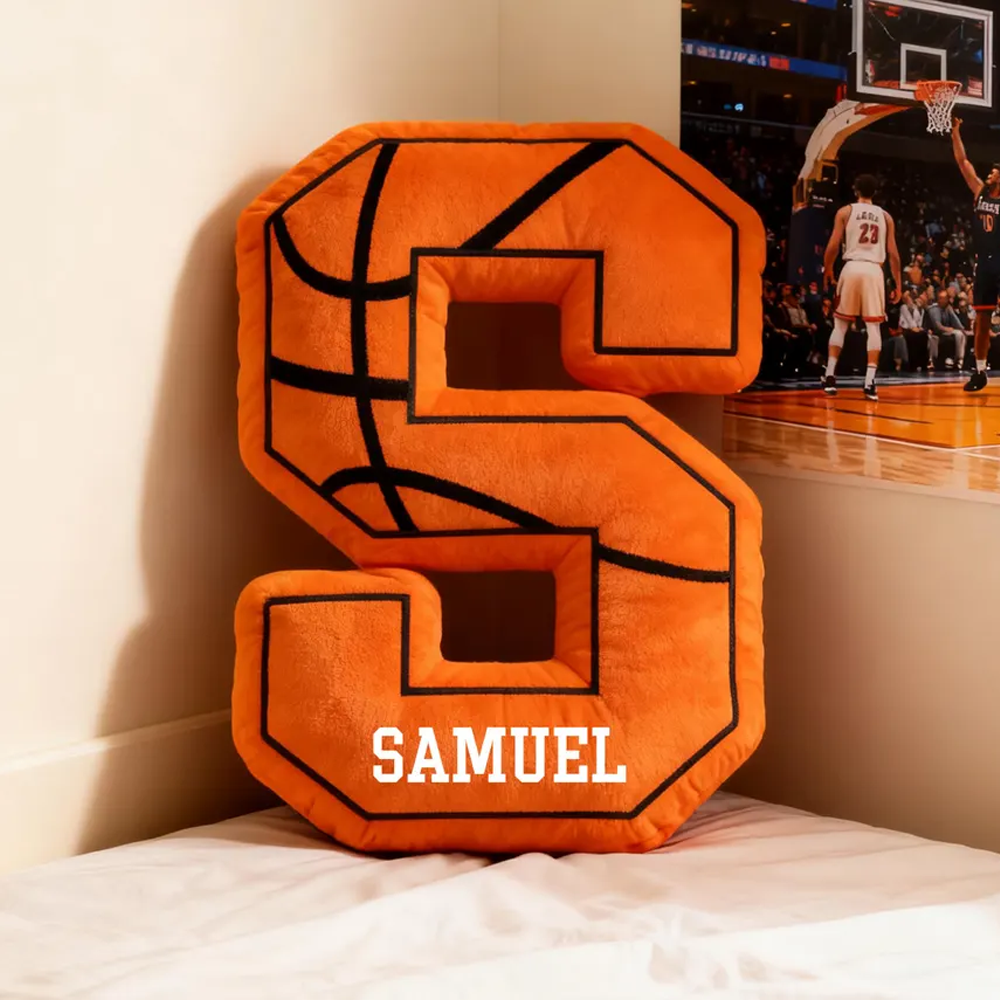 Custom Initial Basketball Pillow, Basketball Lover Player Gift - Custom Ugly Plush Pillow For Basketball Player Hv01