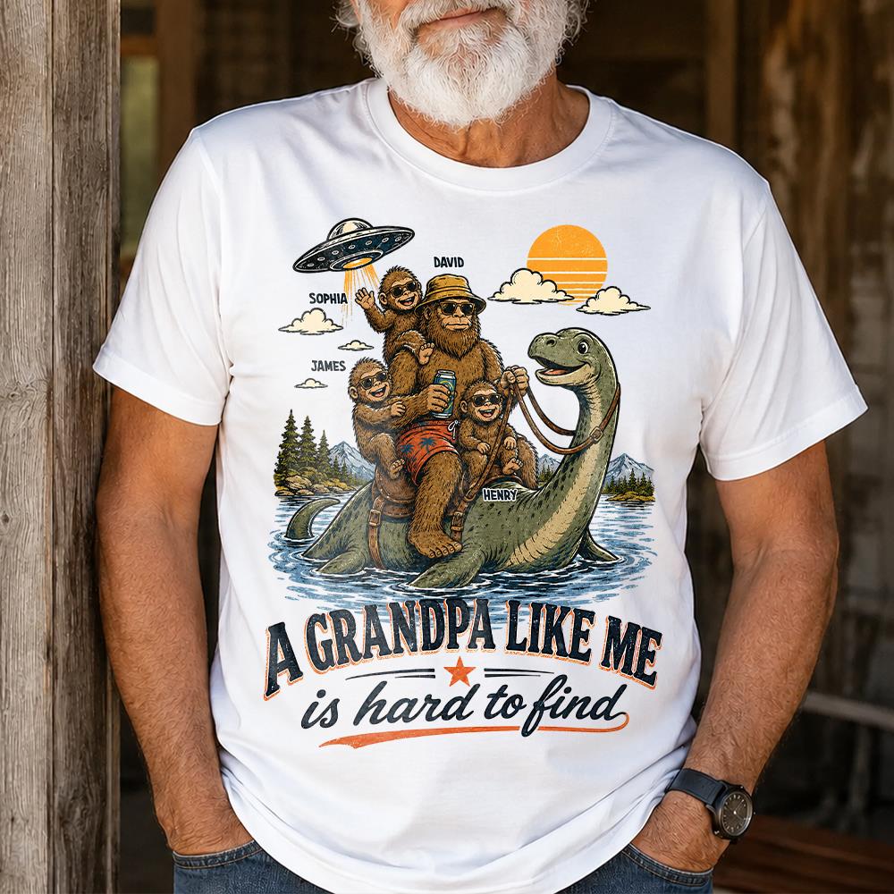 Personalized A Grandpa Like Me Is Hard To Find Retro Lake Monster Shirt, Unique Gift for Papa, Dad, Grandpa Hv01