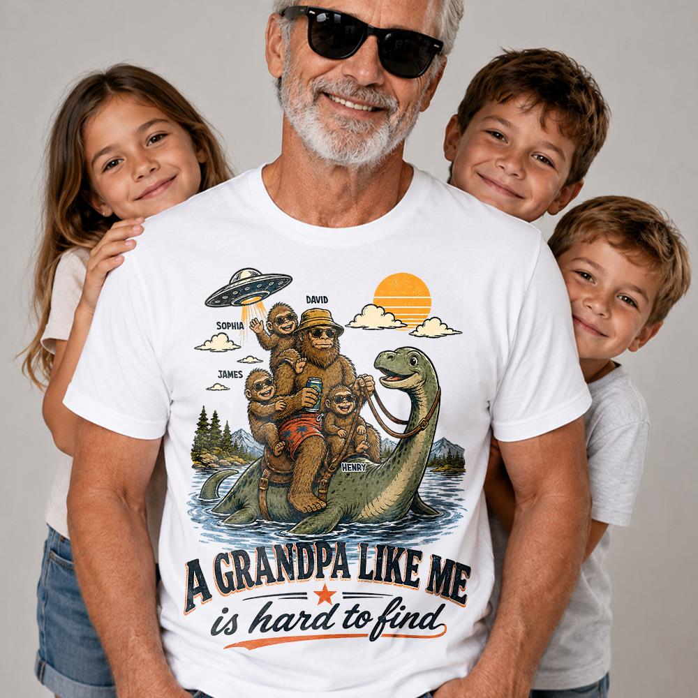 Personalized A Grandpa Like Me Is Hard To Find Retro Lake Monster Shirt, Unique Gift for Papa, Dad, Grandpa Hv01
