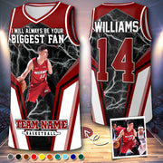 I Will Always Be Your Biggest Fan Personalized Basketball Jersey For Football Mom Grandma Sport Family