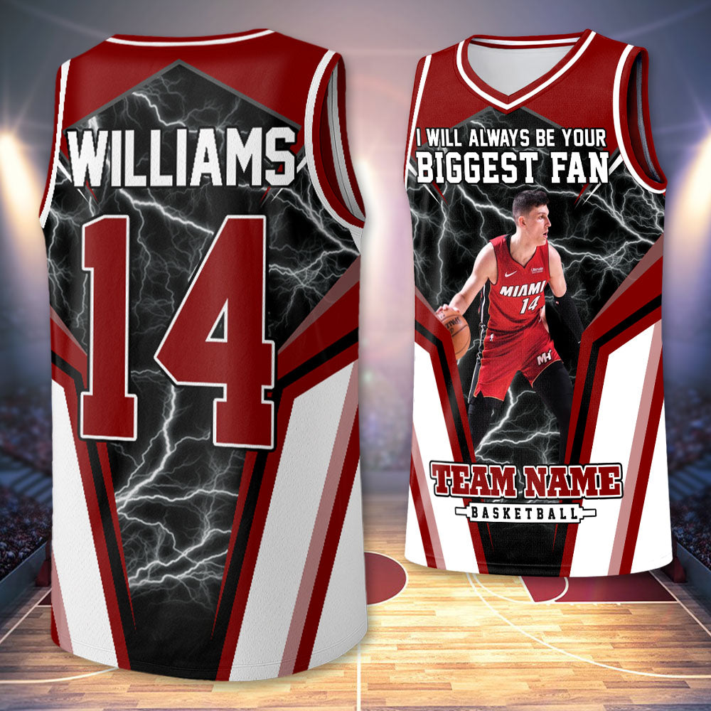 I Will Always Be Your Biggest Fan Personalized Basketball Jersey For Football Mom Grandma Sport Family