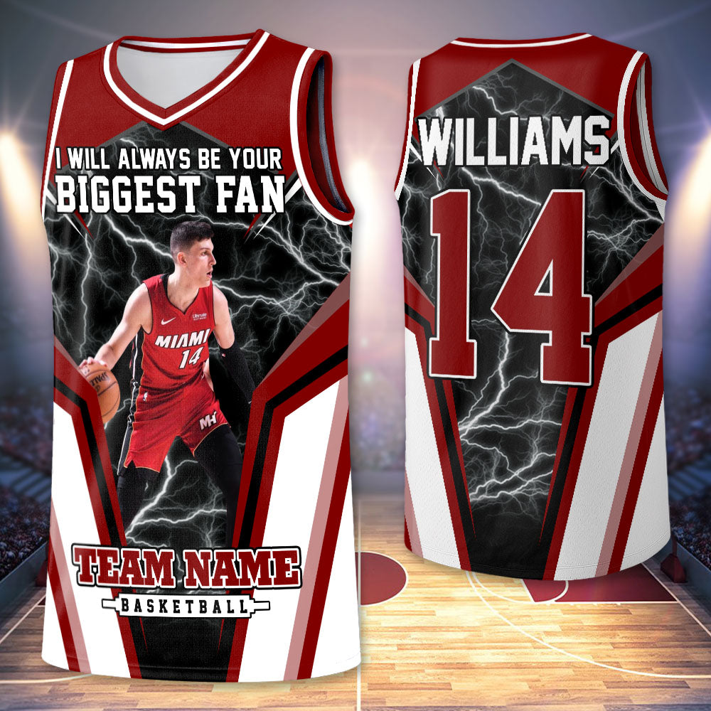 I Will Always Be Your Biggest Fan Personalized Basketball Jersey For Football Mom Grandma Sport Family