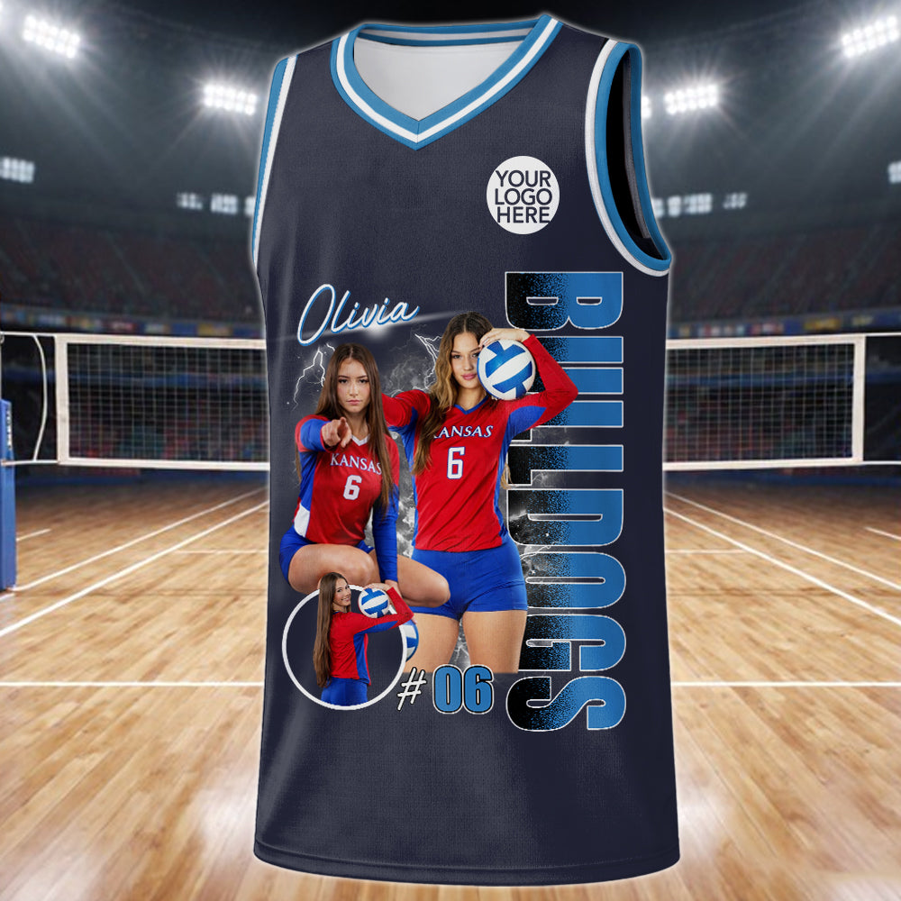 Custom Photo Volleyball Player Jersey- Personalized Team Name School Name Bootleg Jersey NA04 Li29