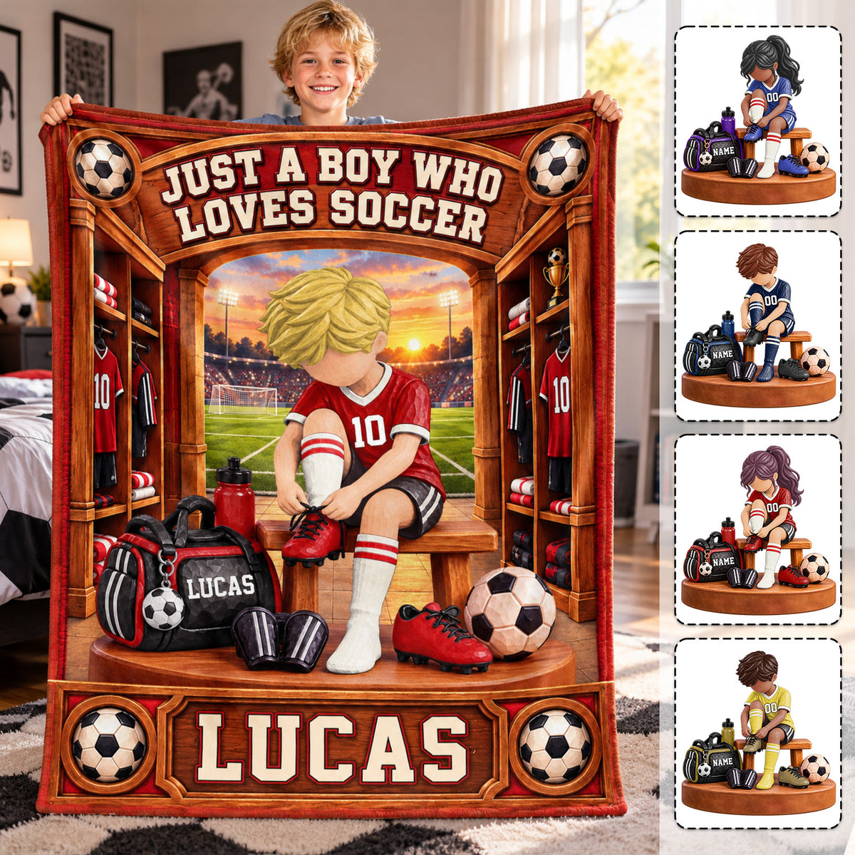 Personalized Soccer Player Blanket, Custom Name Soccer Player Gift Vr1 C2408 Hv01 DH09 