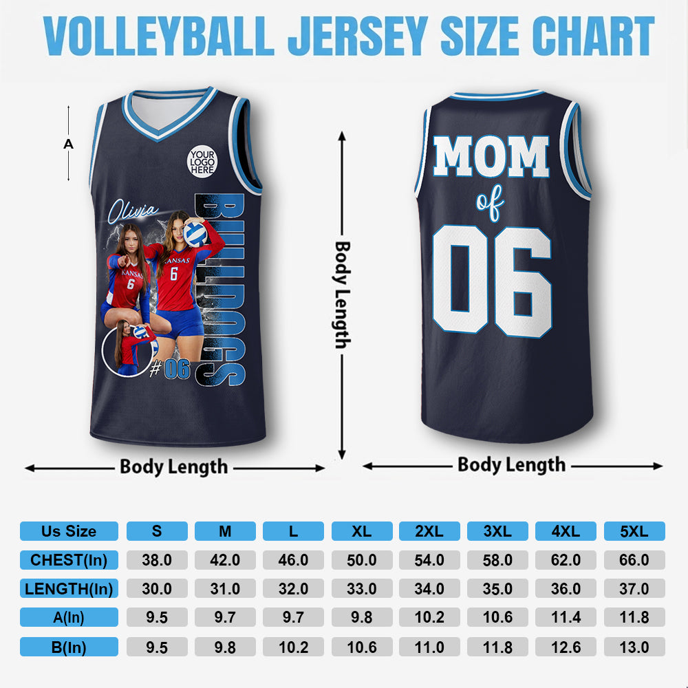 Custom Photo Volleyball Player Jersey- Personalized Team Name School Name Bootleg Jersey NA04 Li29
