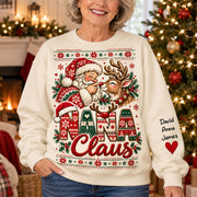 Custom Nana Claus Sweatshirt with Grandkids Names, Personalized Christmas Sweater, Cute Santa and Reindeer Holiday Crewneck C2408 Nh00 KL07