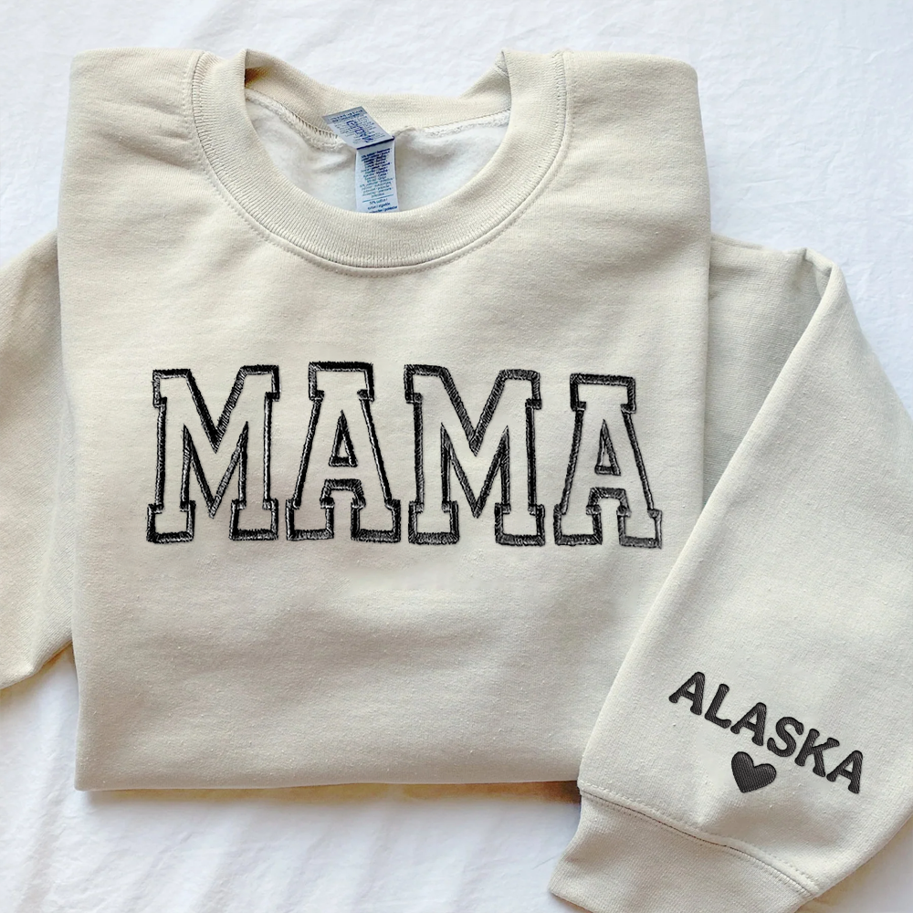 Custom Mama Embroidered Sweatshirt Hoodie with Kids Names For Mother's Day Gift Ideas