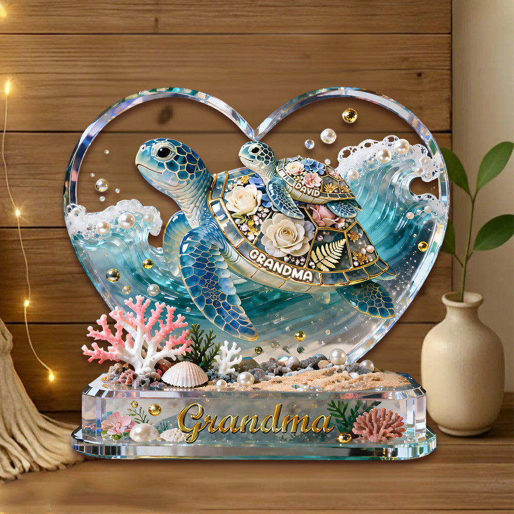Best Turtle Mom Ever Acrylic Plaque - Personalized Gifts For Grandma VH01