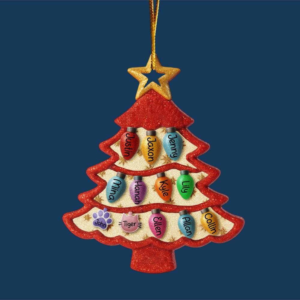 Personalized Family Tree Ornament 2025, Custom Family With Pet Ornament, Large Family Ornament, 2025 Christmas Ornament, Christmas Gifts Nh00