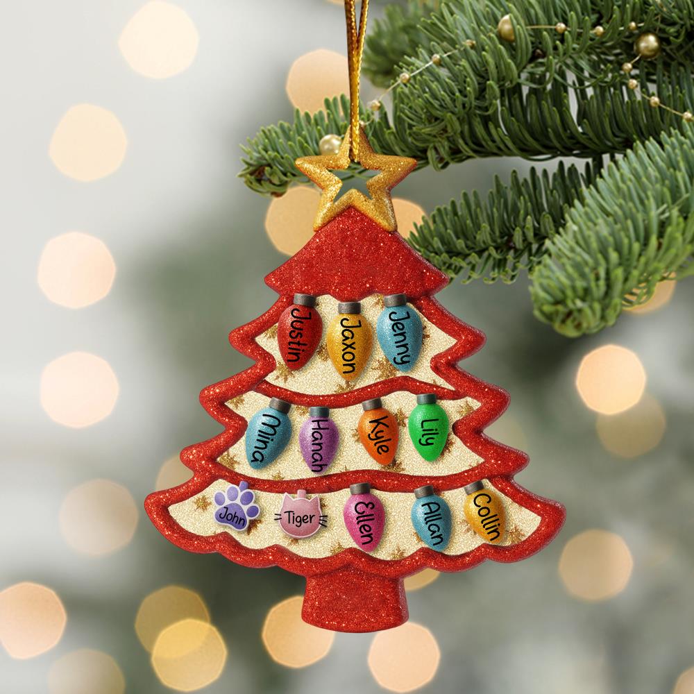 Personalized Family Tree Ornament 2025, Custom Family With Pet Ornament, Large Family Ornament, 2025 Christmas Ornament, Christmas Gifts Nh00