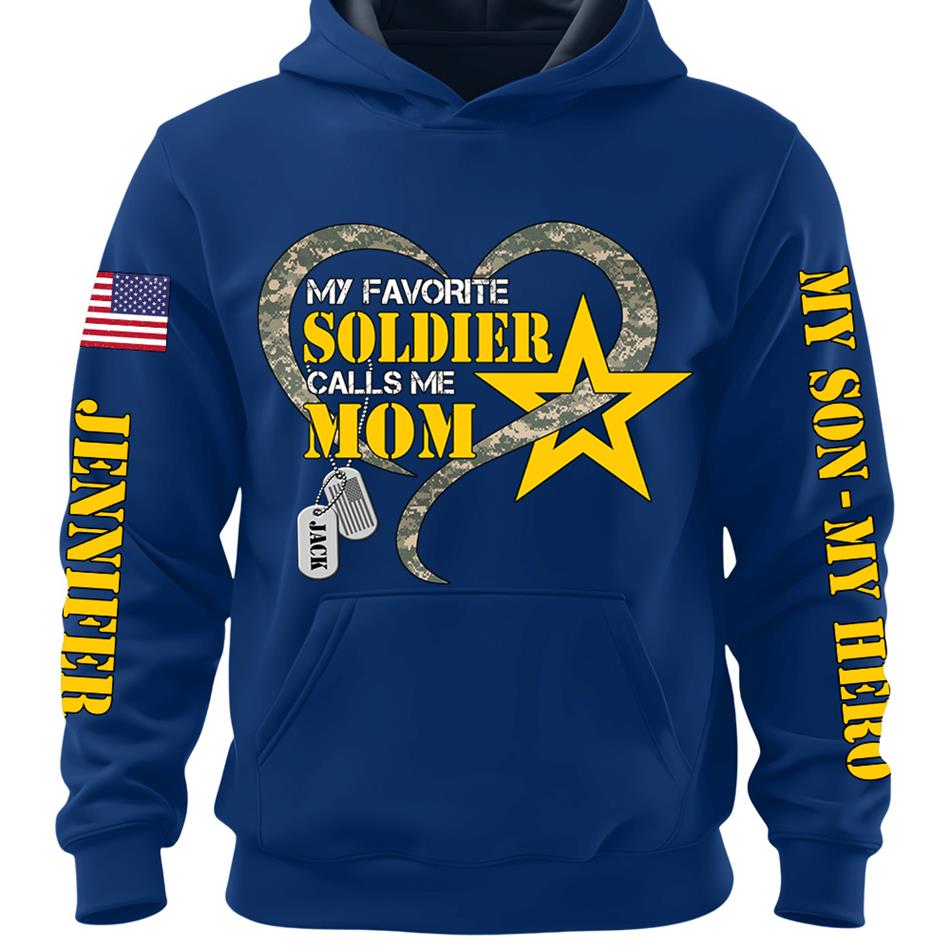 My Favorite Soldier Calls Me Mom Heart Camouflage My Son My Hero Custom Shirt For Proud Military Mom Grandma Sister H2511 Trna