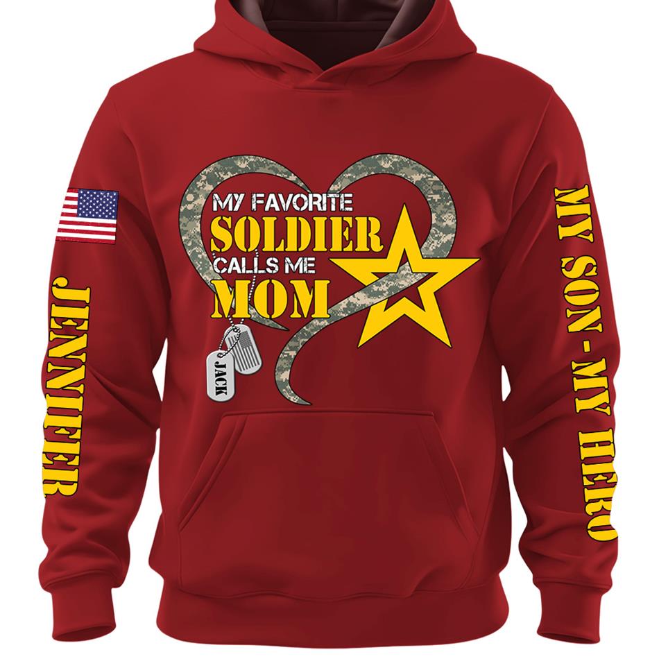 My Favorite Soldier Calls Me Mom Heart Camouflage My Son My Hero Custom Shirt For Proud Military Mom Grandma Sister H2511 Trna