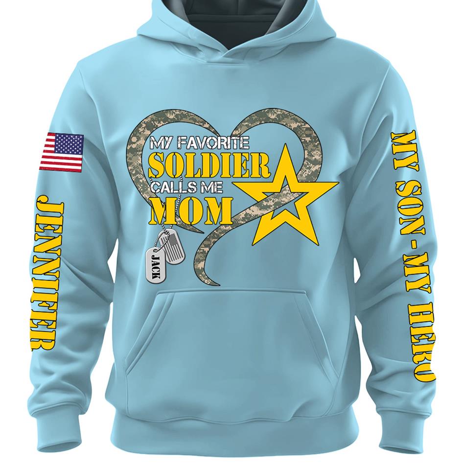 My Favorite Soldier Calls Me Mom Heart Camouflage My Son My Hero Custom Shirt For Proud Military Mom Grandma Sister H2511 Trna