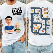 Funny Tired Dad - Baby Plays Cars On Dad's Back Mat Road - Personalized Shirt For Dad Grandpa NA04 Pt99