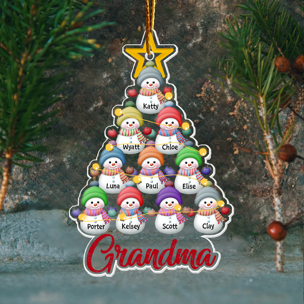 Snowman Kids Christmas Tree - Personalized Acrylic Ornament - Christmas Gift For Grandma, Mom, Family Members Pa00