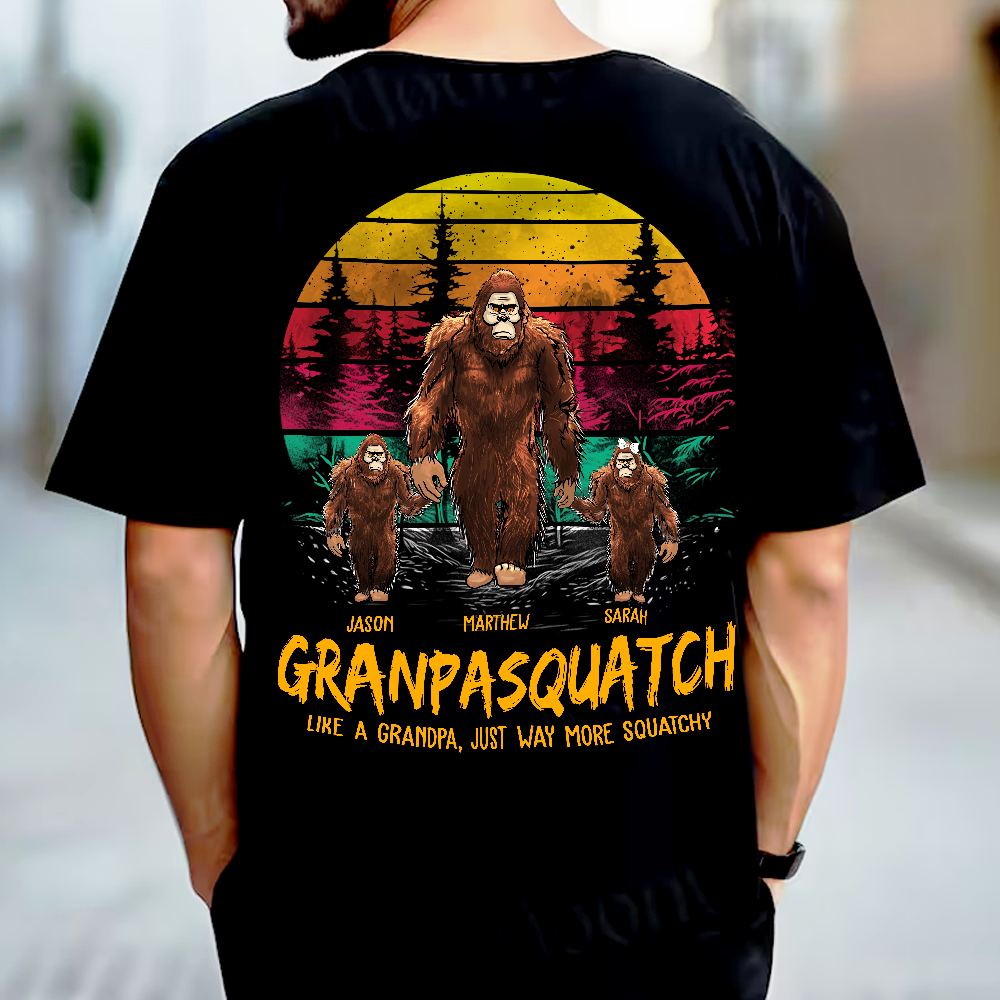 Papasquatch, Like A Grandpa, Just Way More Squatchy - Personalized Vintage Back Print Shirt
