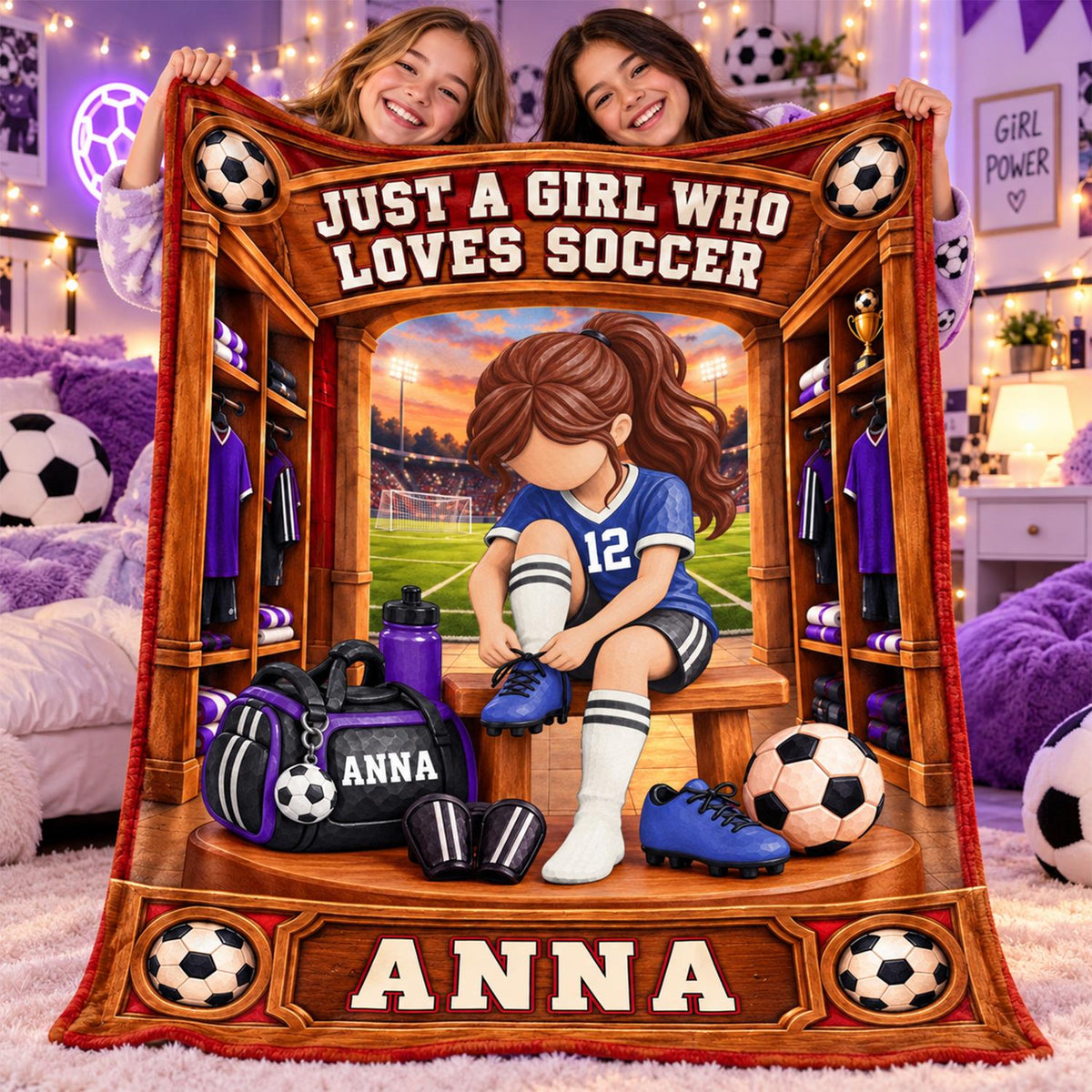 Personalized Soccer Player Blanket, Custom Name Soccer Player Gift Vr2 C2408 Hv01 DH09