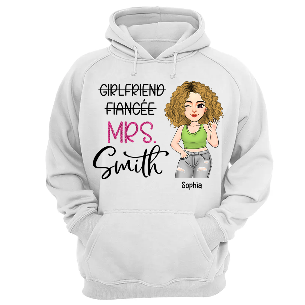 Custom Mrs Last Name Engagement Shirt For Honeymoon Pa00
