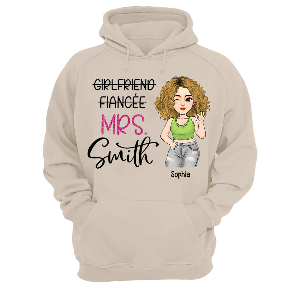 Custom Mrs Last Name Engagement Shirt For Honeymoon Pa00