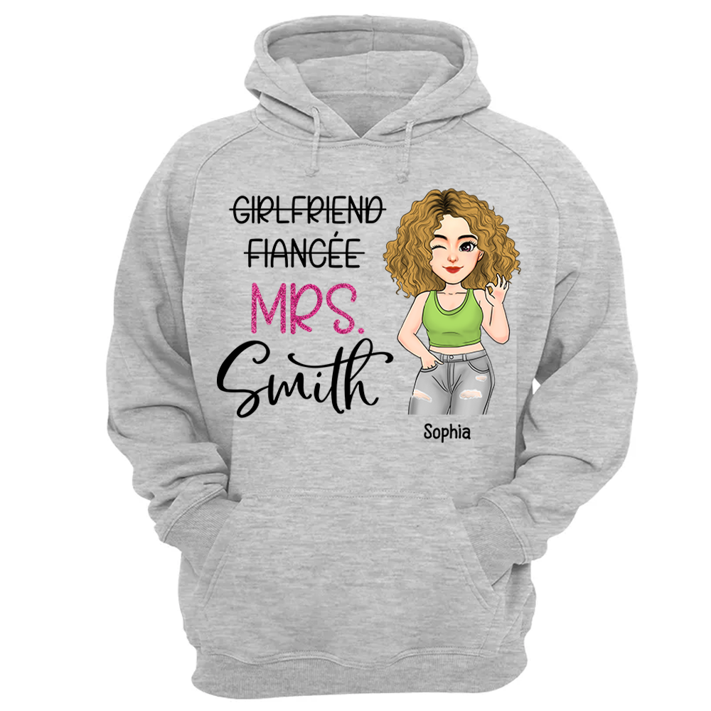 Custom Mrs Last Name Engagement Shirt For Honeymoon Pa00
