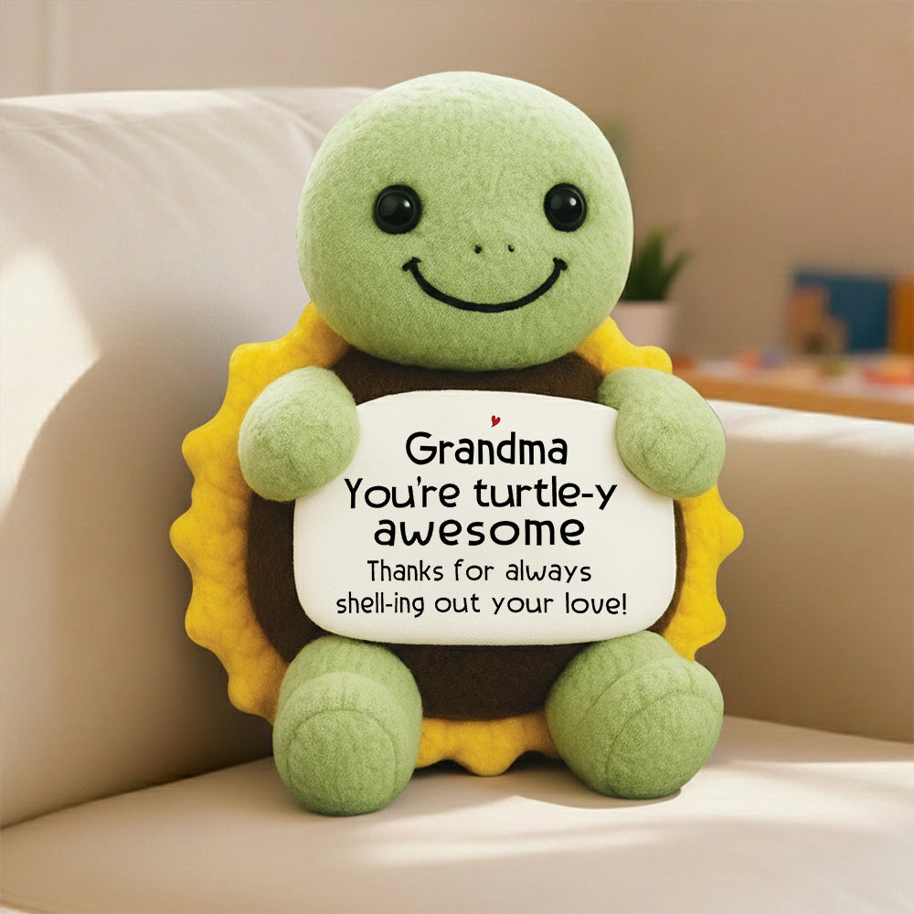 Personalized Positive Turtle Sunflower Ugly Plush Pillow Gifts for Mom from Daughter Son, Mothers Birthday Gifts for Mother in Law Mama Grandma