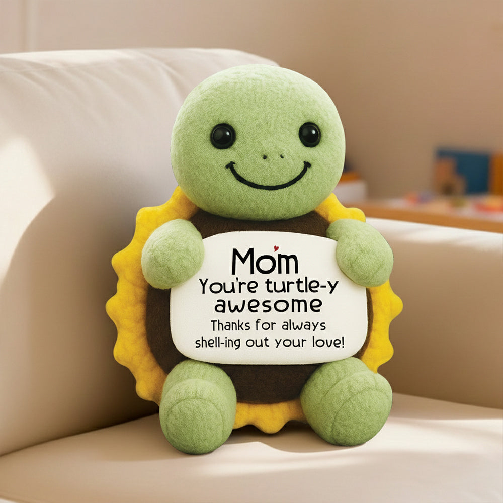 Personalized Positive Turtle Sunflower Ugly Plush Pillow Gifts for Mom from Daughter Son, Mothers Birthday Gifts for Mother in Law Mama Grandma