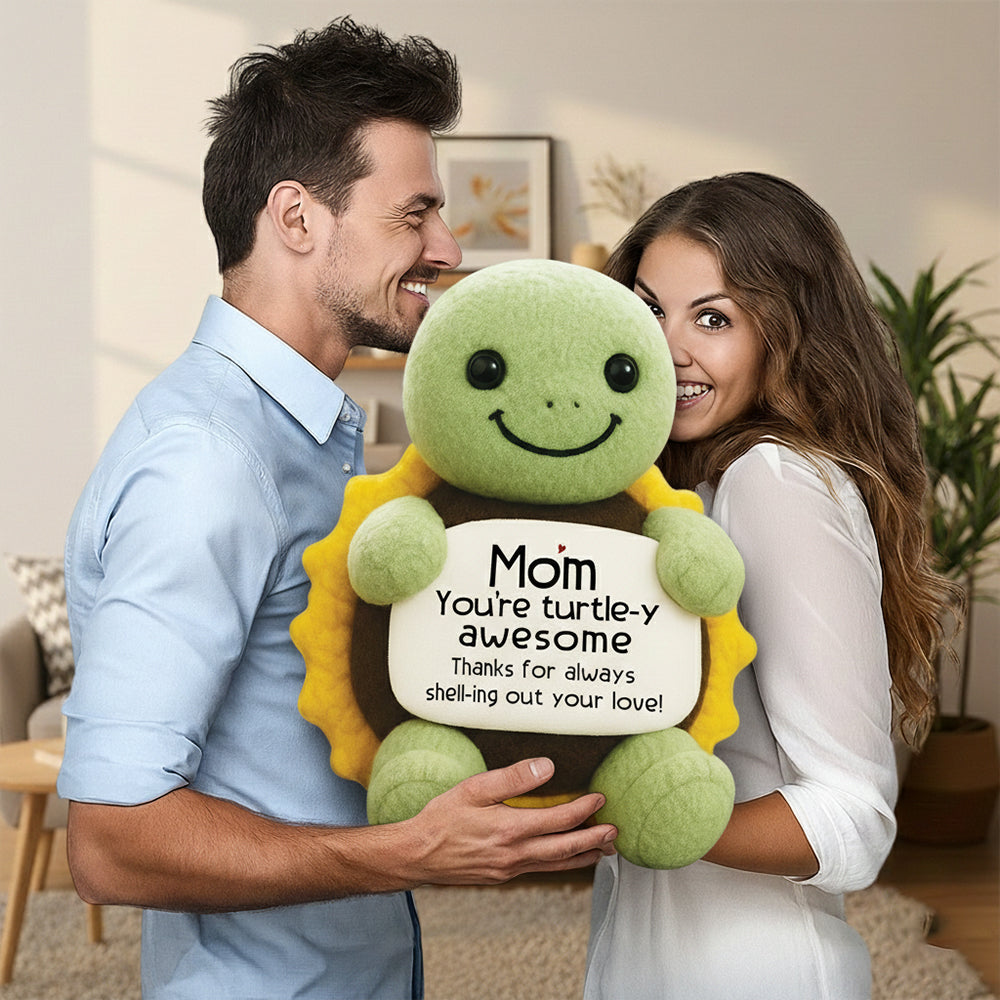 Personalized Positive Turtle Sunflower Ugly Plush Pillow Gifts for Mom from Daughter Son, Mothers Birthday Gifts for Mother in Law Mama Grandma