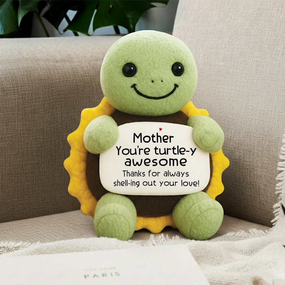 Personalized Positive Turtle Sunflower Ugly Plush Pillow Gifts for Mom from Daughter Son, Mothers Birthday Gifts for Mother in Law Mama Grandma