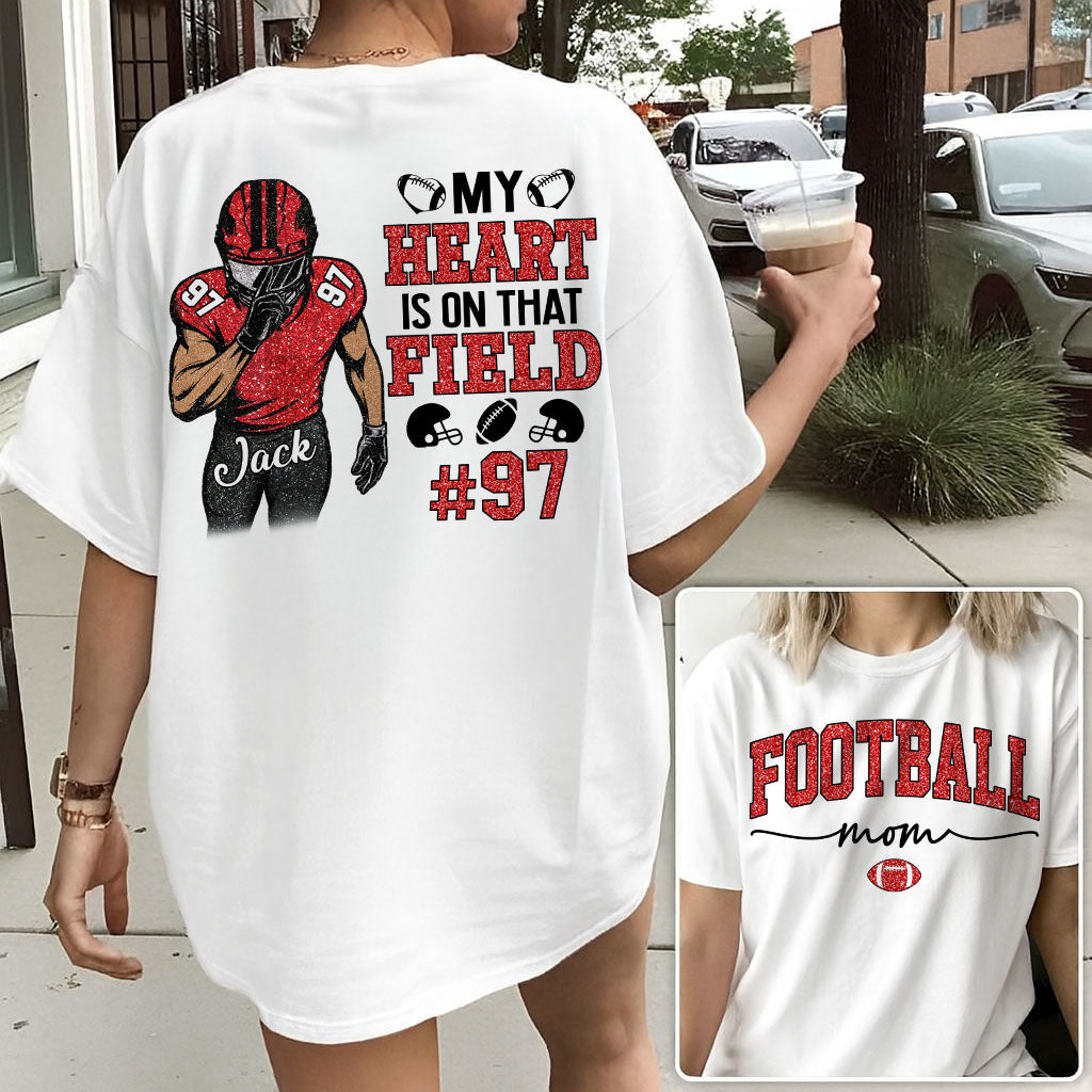 My Heart Is On That Field - Custom Clipart Shirt For Football Family NA04 Pt99