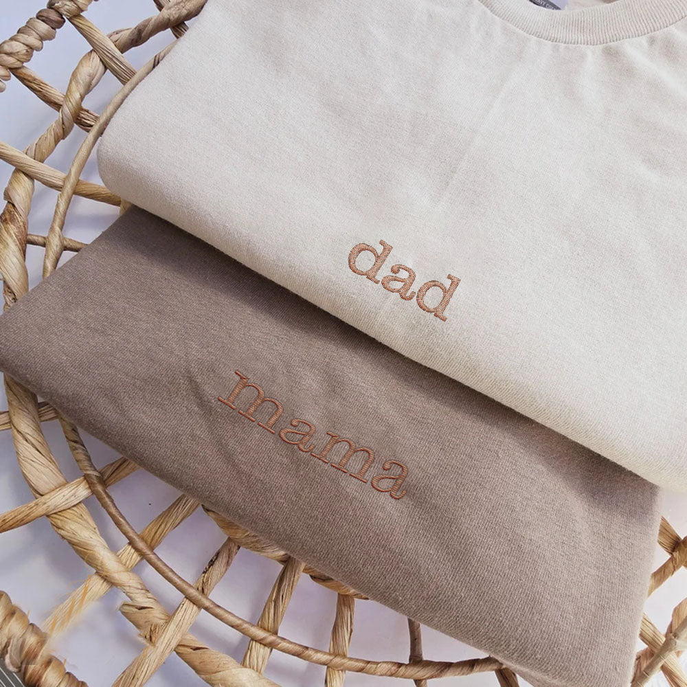 Embroidered Mama Dad Shirt, Mom Shirt, New Mom, New Dad, T-Shirt, Mommy Birthday Gift, Mother's Day Gift for Mom, Dad Gift