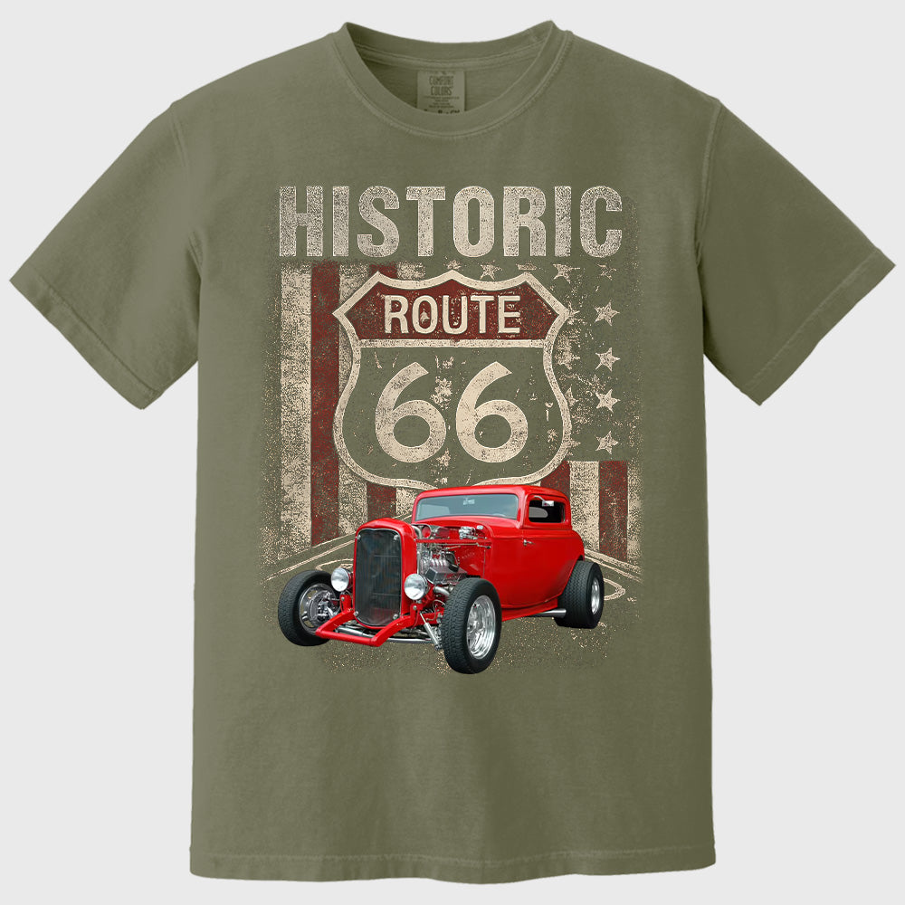 Historic U.S.A. Route 66 - Custom Photo Car Shirt - Gift For Car Lovers A2110 Pt99