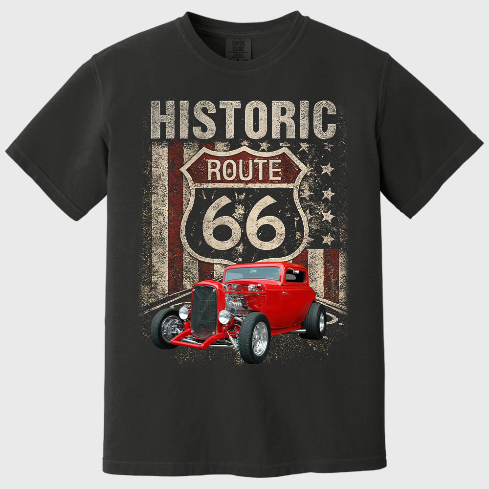 Historic U.S.A. Route 66 - Custom Photo Car Shirt - Gift For Car Lovers A2110 Pt99