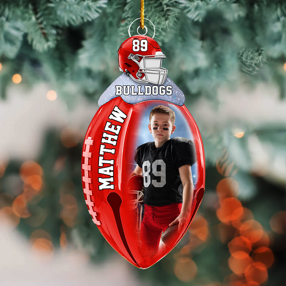 Football Bell Christmas Ornaments - Custom Photo Football Acrylic Ornaments Gift For Football Lovers Tu24 Hv01