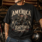 America 250 Years Biker MC Patriotic Motorcycle Shirt, 1776 2026 USA 250th Anniversary Vintage Graphic Tee Hv01