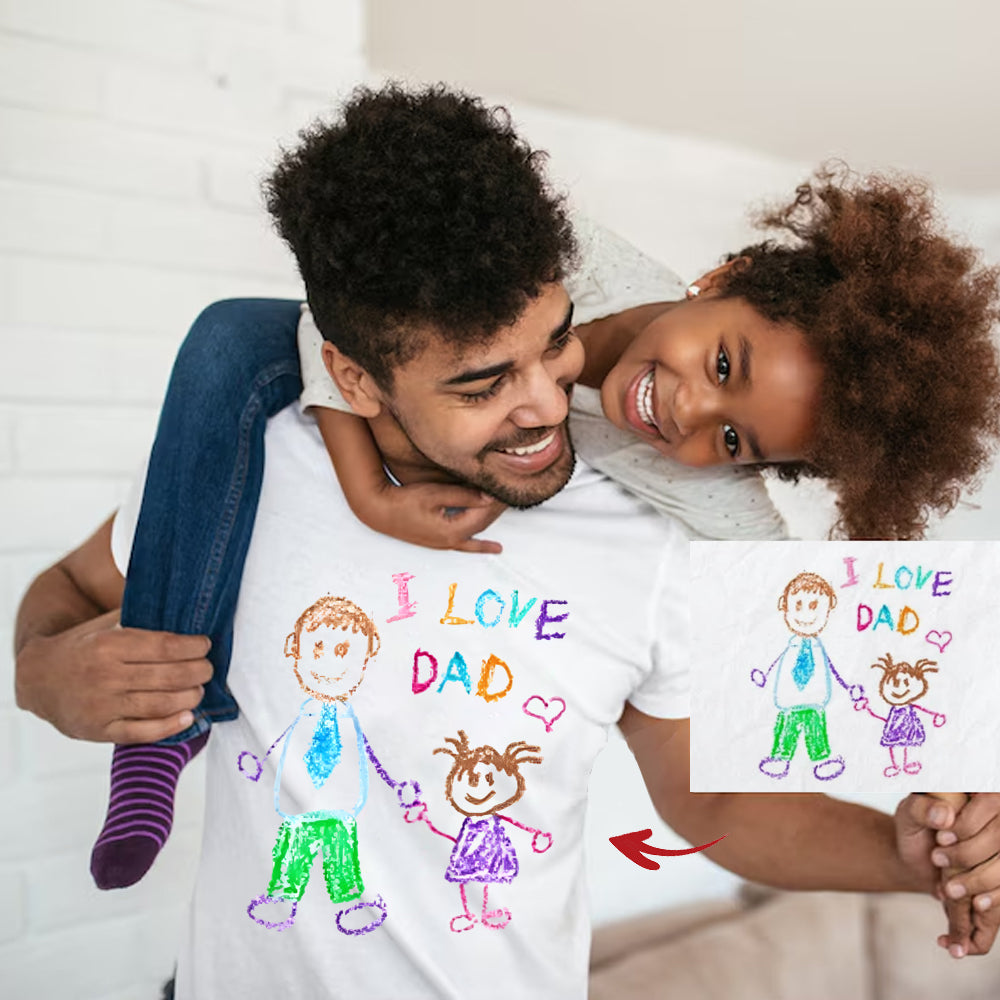 Custom Dad Shirt With Kids Drawing - Kids Drawing on a Shirt - Dad Shirt With Kids Art - Personalized Shirt For Dad - Father's Day Shirt