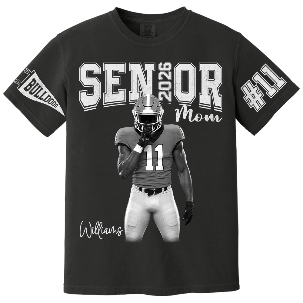 Custom Player Name and Number T-Shirt, Personalized Football Senior Mom Tee, Football Game Day Gift Na02 Hv01
