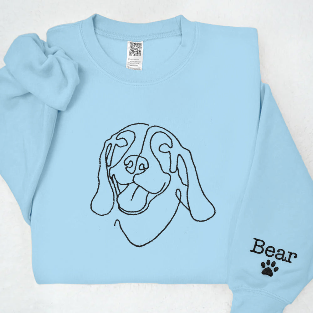 Custom Dog Shirt, Pet Outline Embroidered Sweatshirt, Dog Mom Line Art Sweatshirt, Custom Dog Sweatshirt, Personalized Dog Gift
