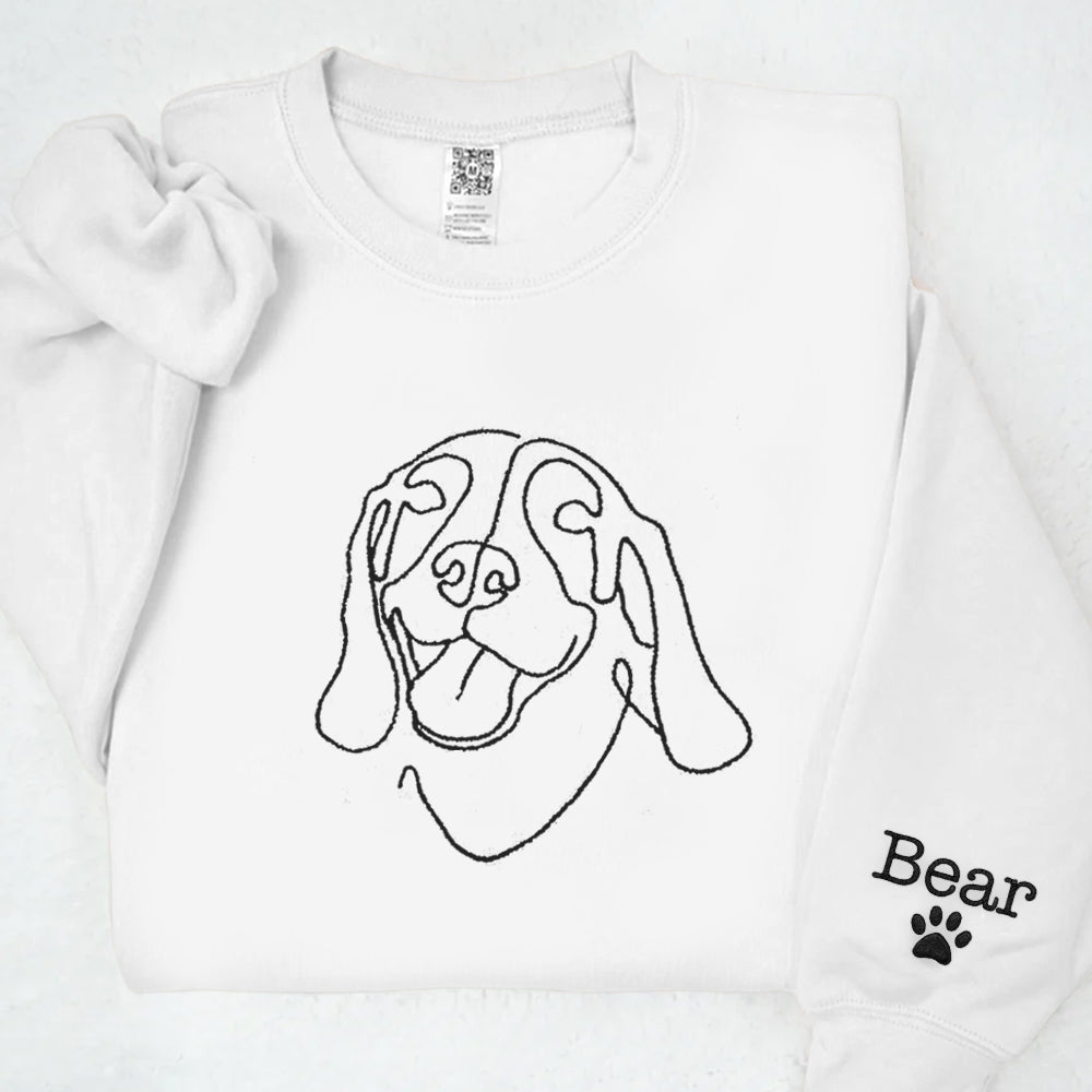 Custom Dog Shirt, Pet Outline Embroidered Sweatshirt, Dog Mom Line Art Sweatshirt, Custom Dog Sweatshirt, Personalized Dog Gift