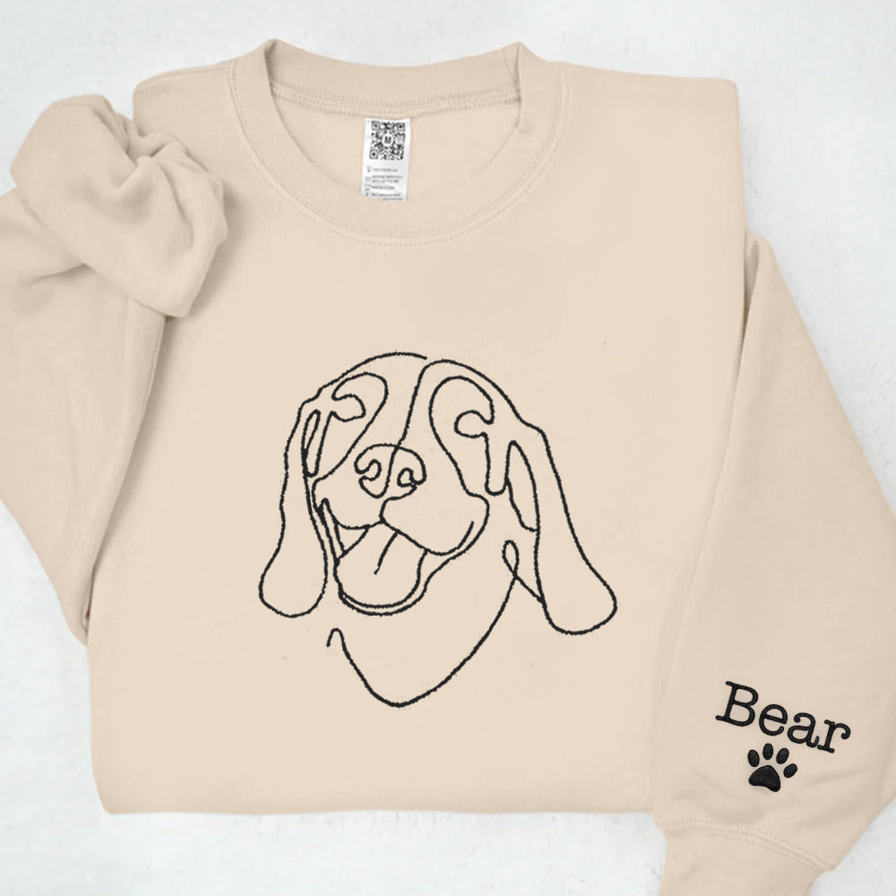 Custom Dog Shirt, Pet Outline Embroidered Sweatshirt, Dog Mom Line Art Sweatshirt, Custom Dog Sweatshirt, Personalized Dog Gift