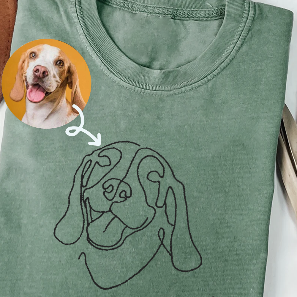 Custom Dog Shirt, Pet Outline Embroidered Sweatshirt, Dog Mom Line Art Sweatshirt, Custom Dog Sweatshirt, Personalized Dog Gift