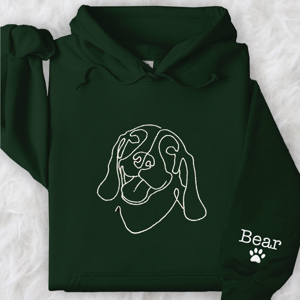 Custom Dog Shirt, Pet Outline Embroidered Sweatshirt, Dog Mom Line Art Sweatshirt, Custom Dog Sweatshirt, Personalized Dog Gift