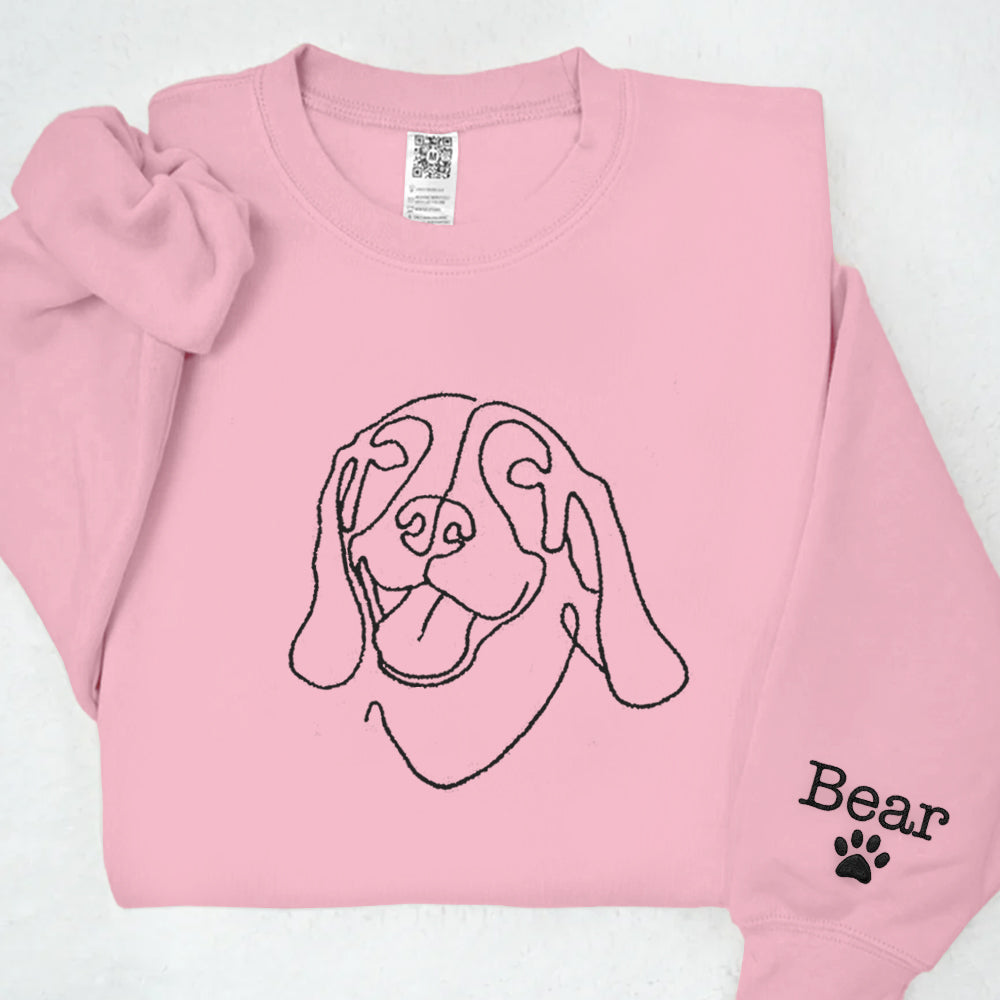 Custom Dog Shirt, Pet Outline Embroidered Sweatshirt, Dog Mom Line Art Sweatshirt, Custom Dog Sweatshirt, Personalized Dog Gift