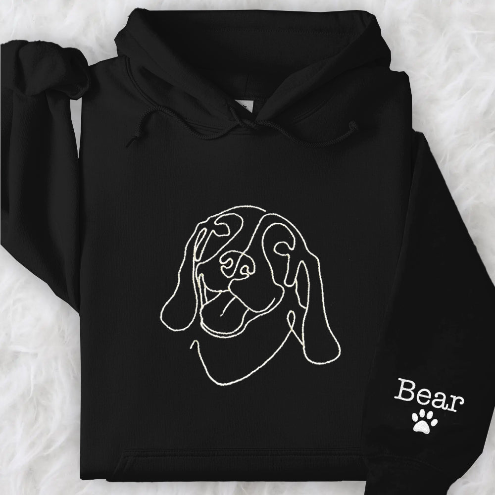 Custom Dog Shirt, Pet Outline Embroidered Sweatshirt, Dog Mom Line Art Sweatshirt, Custom Dog Sweatshirt, Personalized Dog Gift