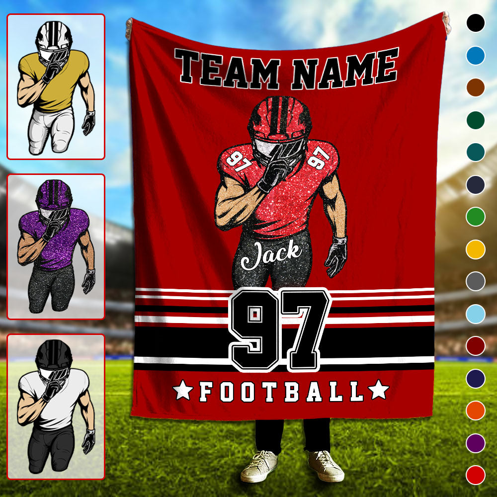 Personalized Football Team Blanket, Football Blanket, Team Football Gift Blanket Na02