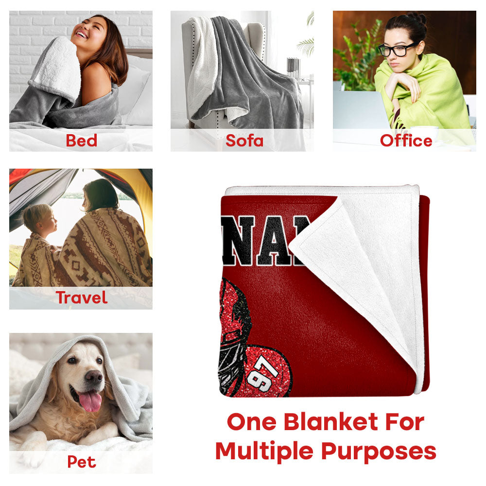 Personalized Football Team Blanket, Football Blanket, Team Football Gift Blanket Na02