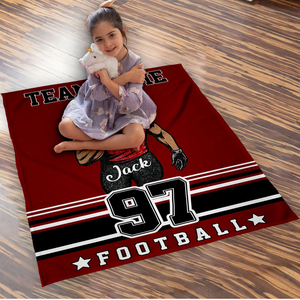 Personalized Football Team Blanket, Football Blanket, Team Football Gift Blanket Na02