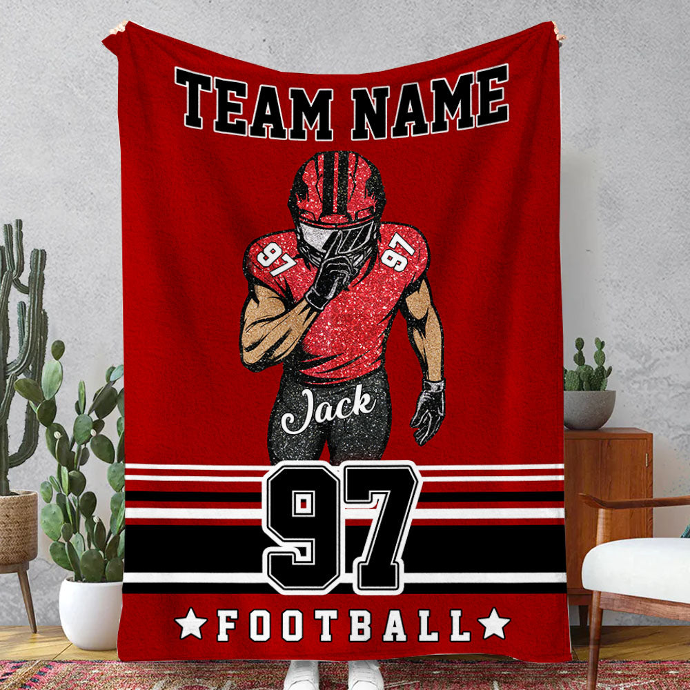 Personalized Football Team Blanket, Football Blanket, Team Football Gift Blanket Na02